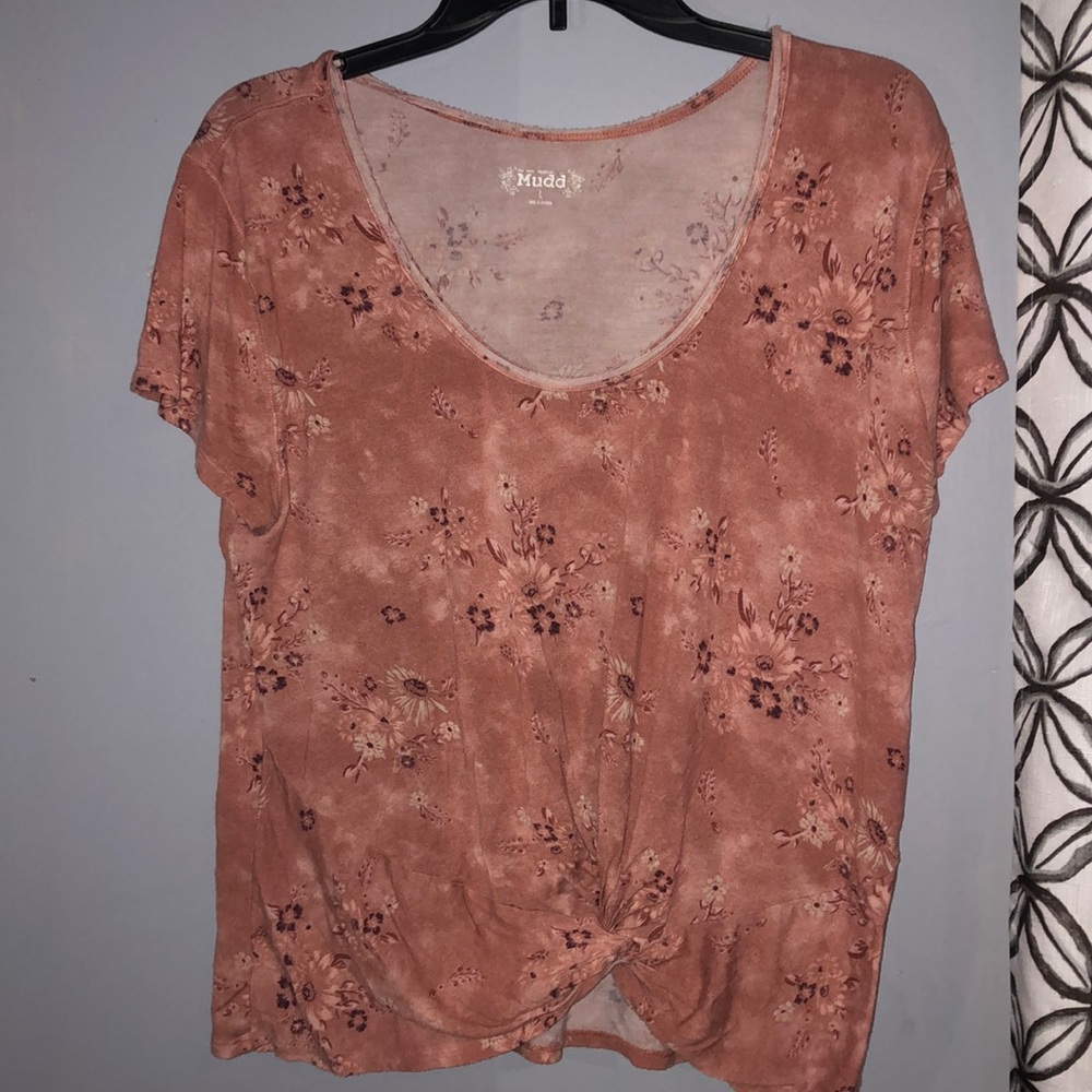 Pretty Pink twist and tie front Tee.